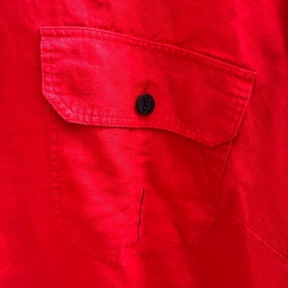 Lauren Ralph Lauren Red Anchor Linen Button Down Shirt sz 3X - Picture 5 of 7